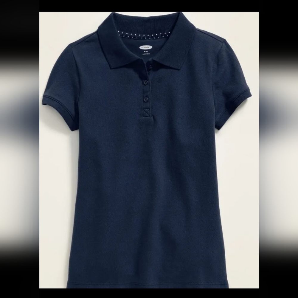 : * Old Navy girls youth short sleeve polo shirt XL 14 navy blue School Uniform
